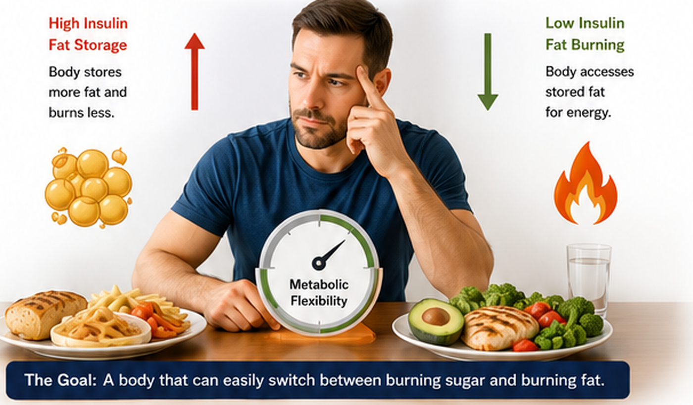 Adult considering food choices that differ in nutrient quality