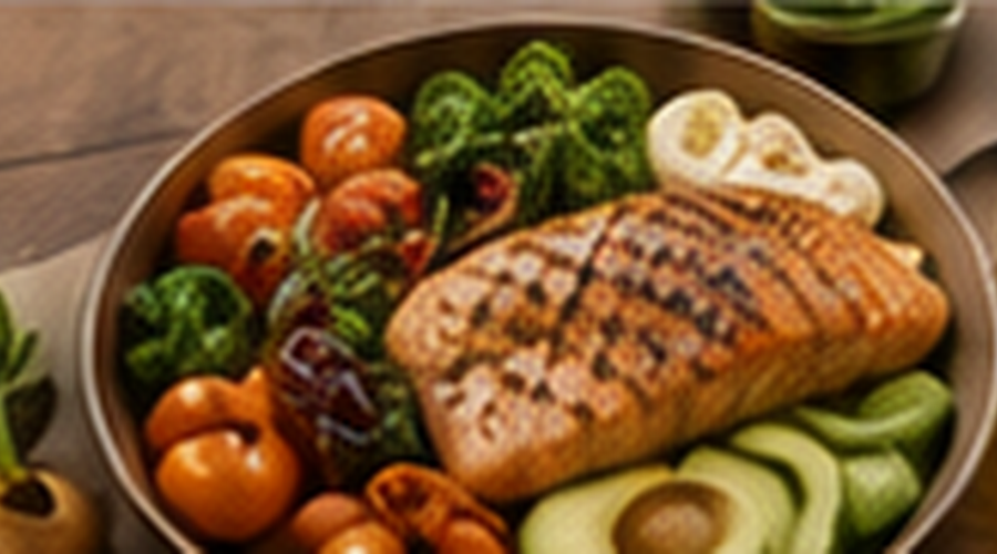 Whole-food meal with protein, vegetables, and healthy fats