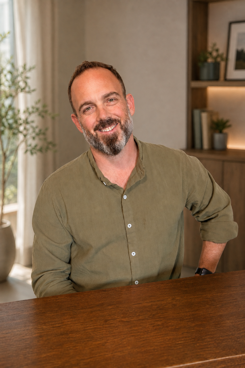 Dr. Jeremy Ellis seated in a warm consultation setting