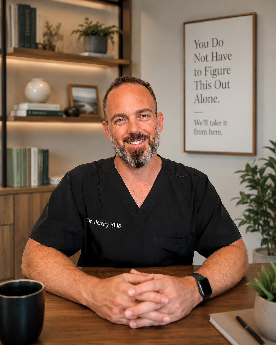 Dr. Jeremy Ellis seated in a warm consultation setting