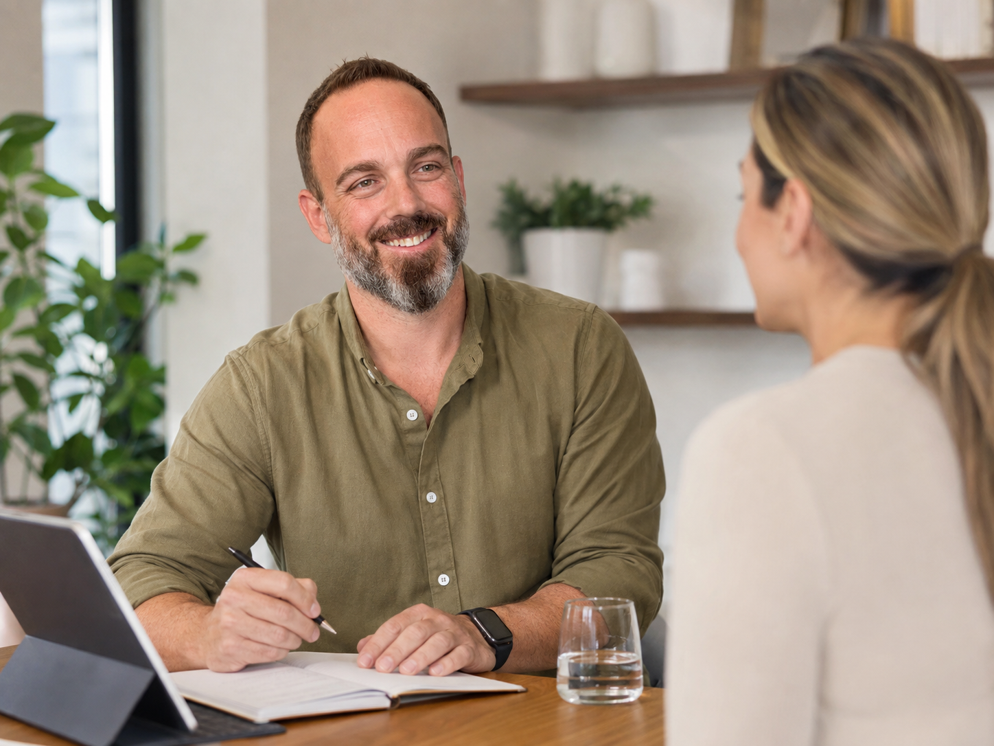 Dr. Jeremy Ellis speaking with a patient during a weight-loss consultation
