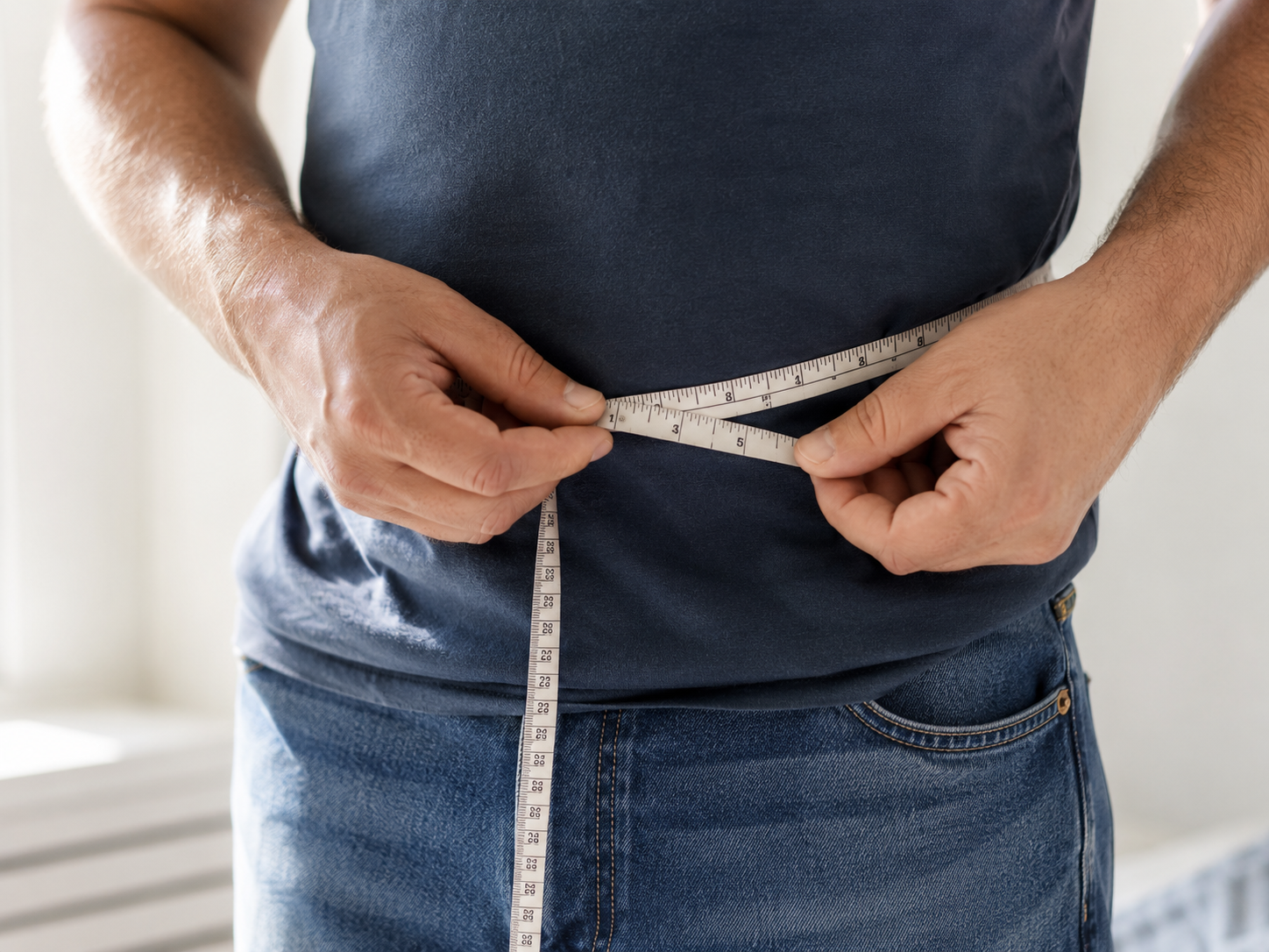 Waist measurement representing body composition and fat-loss progress
